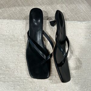 Square trendy thong kitten heels